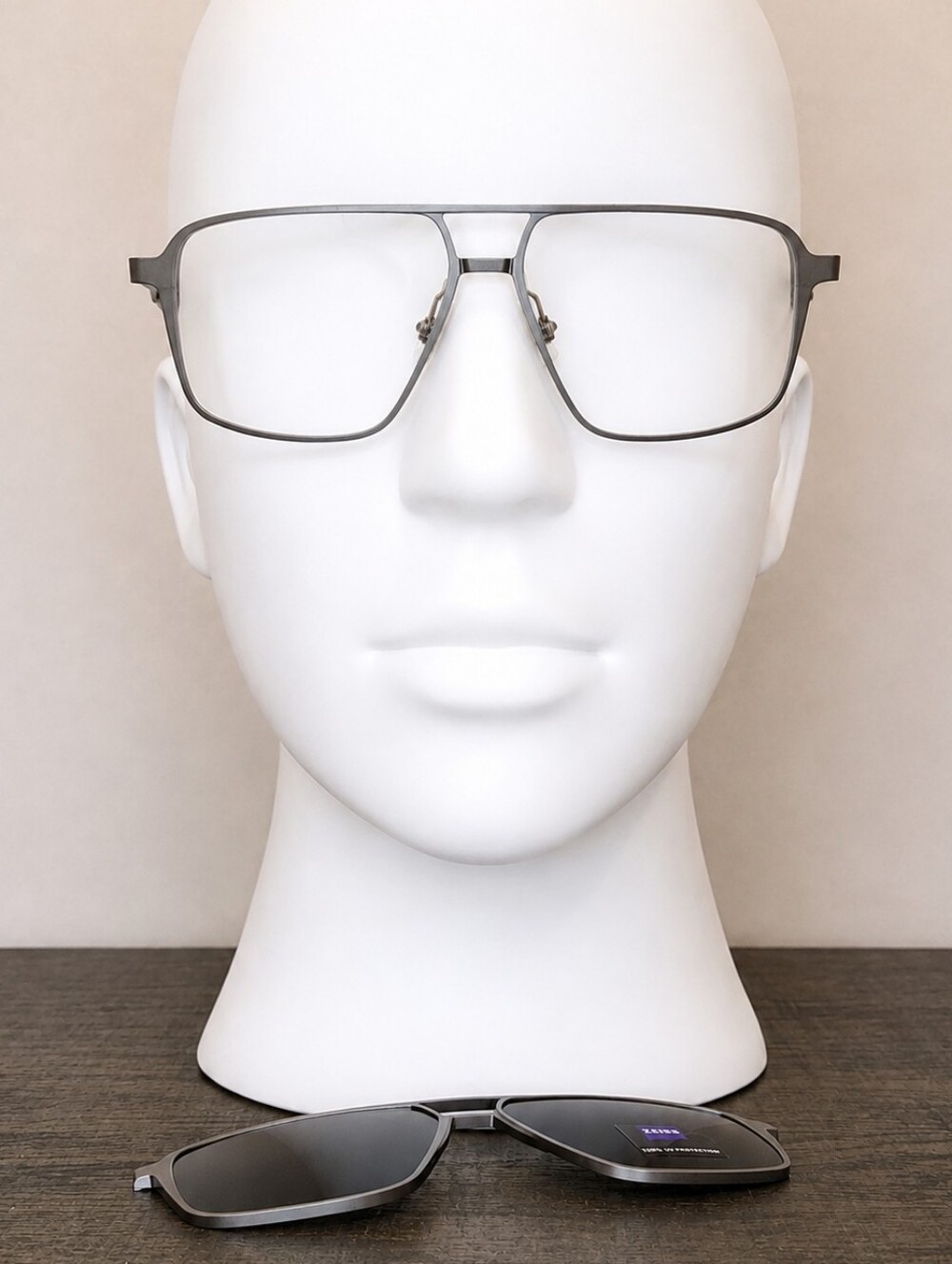 ZEISS LightPro Titanium Eyeglasses w/ Magnetic Polarized Sun Clip & Case